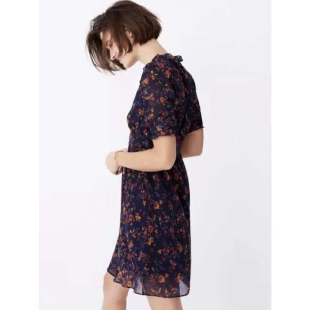 NEW Madewell Women’s 6 Freesia Floral Ruffled Dress in Climbing Vine Navy - Picture 2 of 8